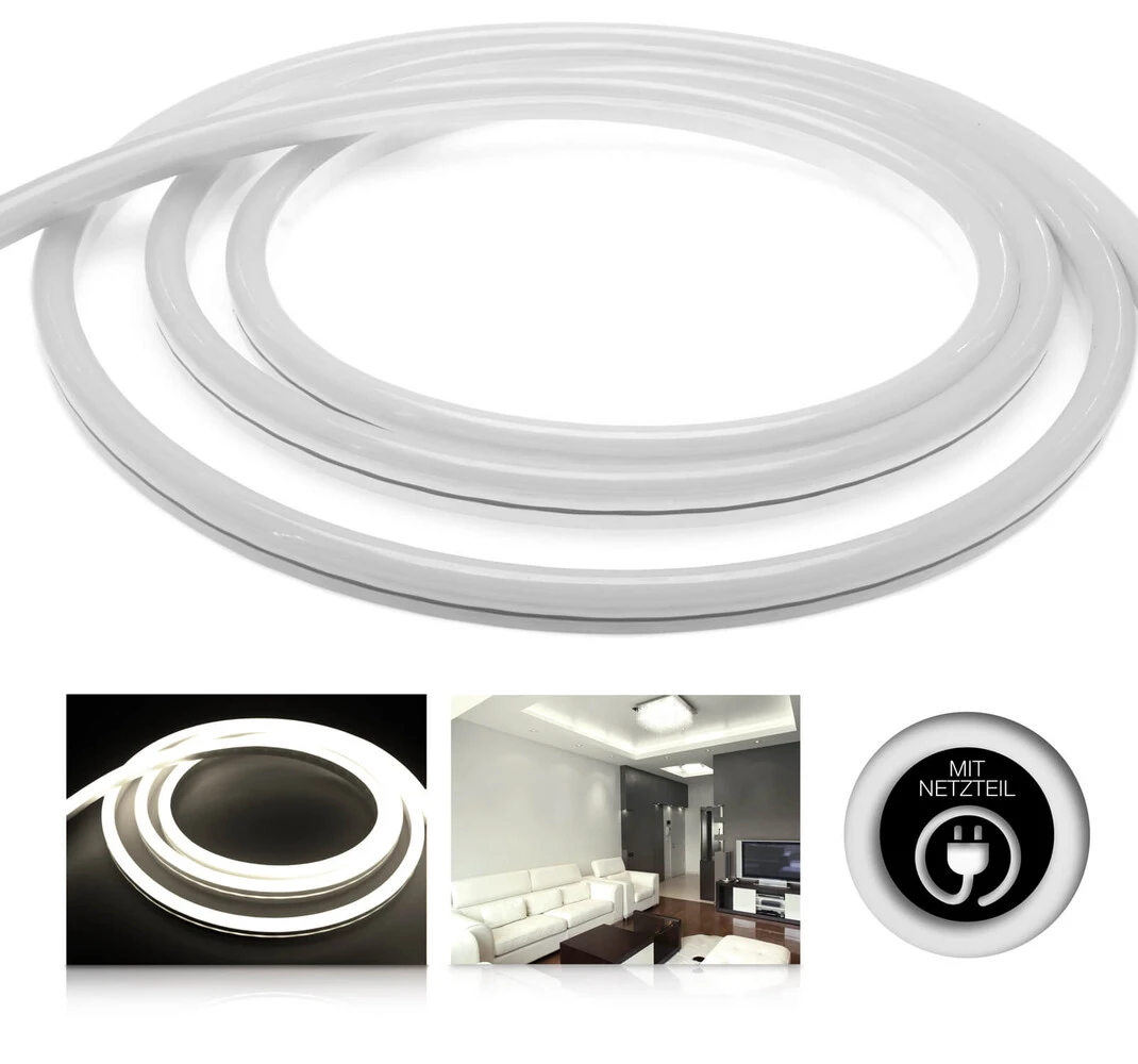Premium 24V LED NeonFlex Streifen IP68 Neutralweiß SET Netzteil 1m