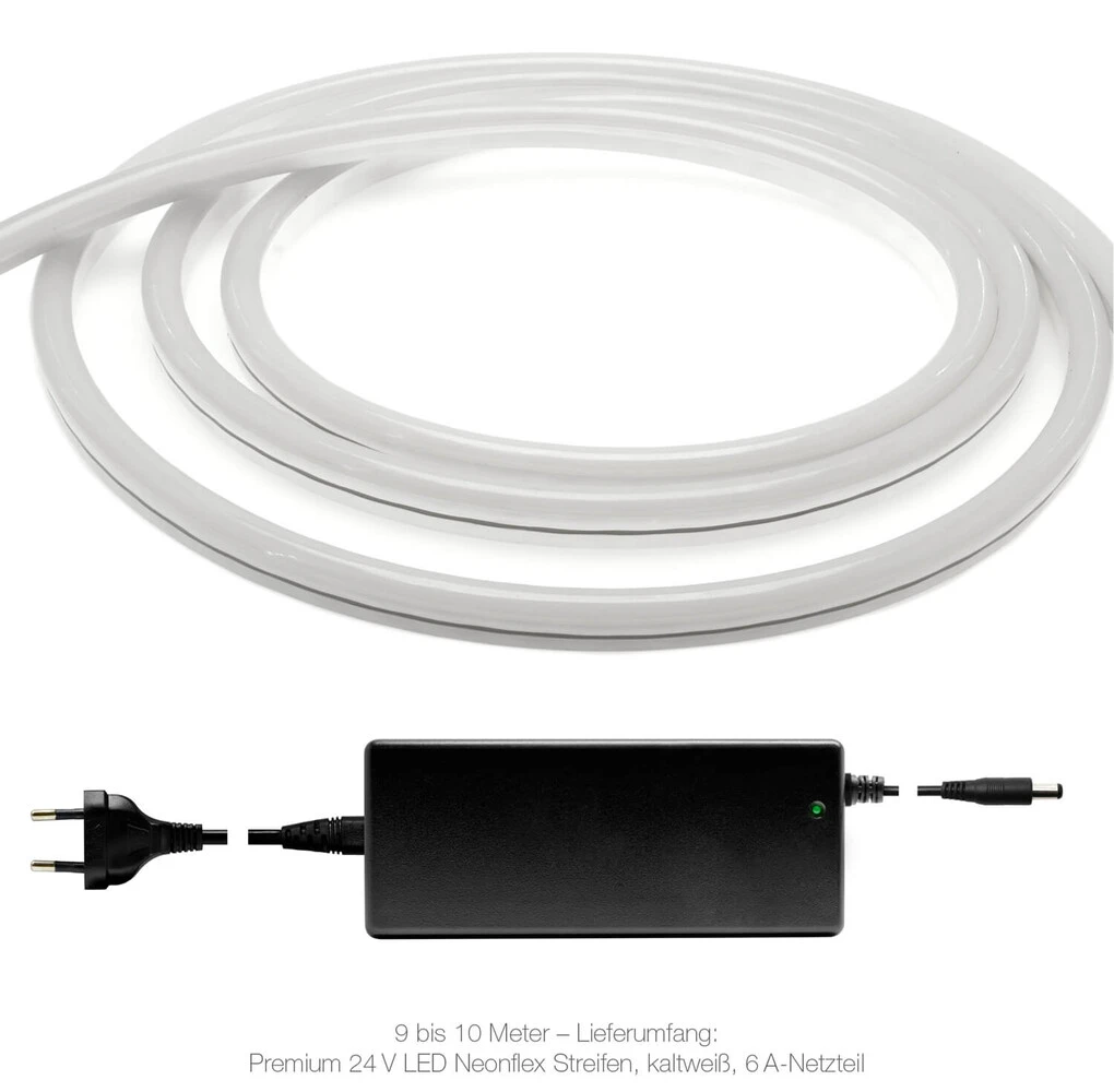 Premium 24V LED NeonFlex Streifen IP68 Kaltweiß SET Netzteil 1m – Bild 6