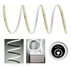Premium 24V COB LED Streifen IP65 Neutralweiß SET Netzteil 1-7m 72W 1m