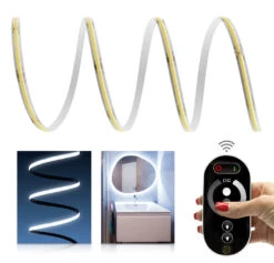 Premium 24V COB LED Streifen IP65 Kaltweiß Funk-SET & Netzteil 1-7m 72W 1m