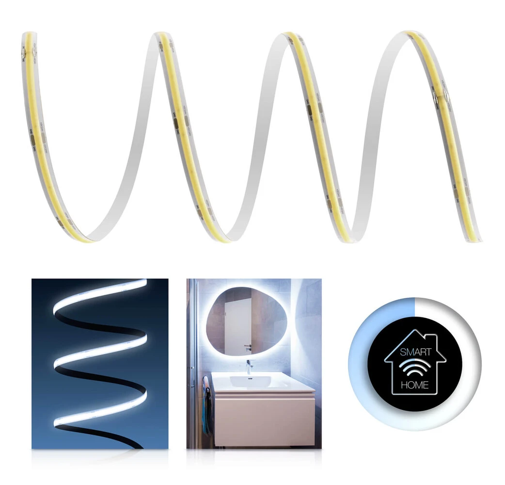 Premium 24V COB LED Streifen IP65 Kaltweiß Smart Home-SET & Netzteil Zigbee Controller 1m