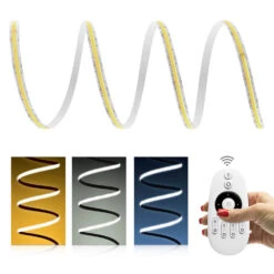 Premium 24V CCT COB LED Streifen IP20 4 Zonen Funk-Set, FFB & Netzteil 1m