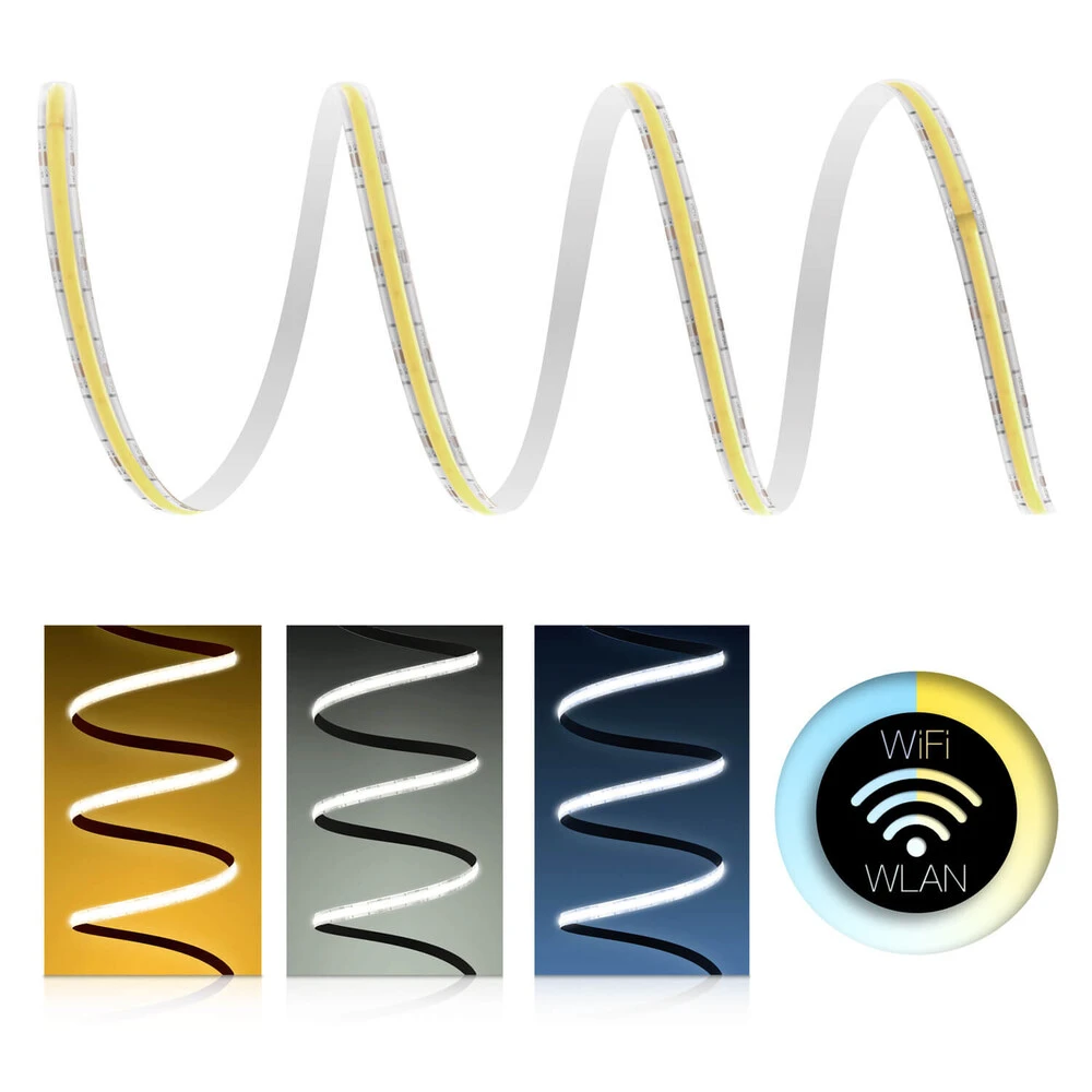 Premium 24V CCT COB LED Streifen IP65 WLAN-Set Magic Home & Netzteil 1m
