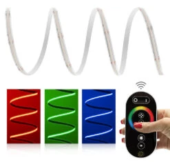 Premium 24V RGB COB LED Streifen IP65 Funk-Set & Netzteil 1m