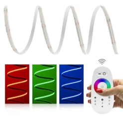 Premium 24V RGB COB LED Streifen IP65 Funk-Set Weiß & Netzteil 1m