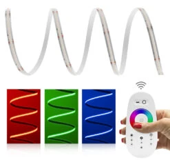Premium 24V RGB COB LED Streifen IP20 Funk-Set Weiß & Netzteil 1m