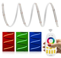 Premium 24V RGB COB LED Streifen IP20 4 Zonen Funk-Set & Netzteil 1m