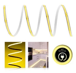 Premium 24V COB LED Streifen IP20 Gelb SET Netzteil 1-7m 72W 1m