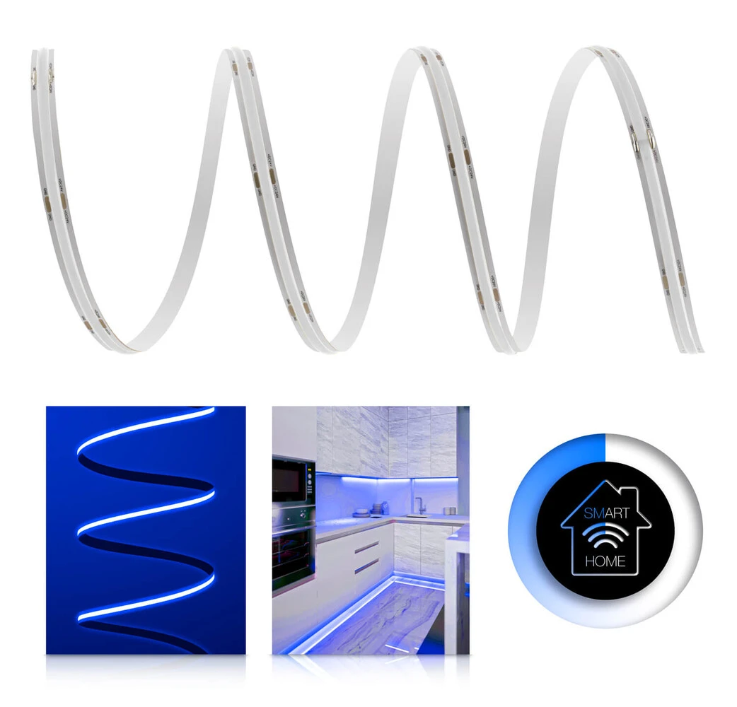 Premium 24V COB LED Streifen IP20 Blau Smart Home-SET & Netzteil Zigbee Controller 6m