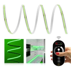 Premium 24V COB LED Streifen IP20 Grün Funk-SET & Netzteil 1-7m 72W 1m