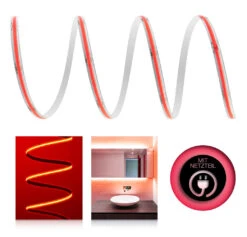 Premium 24V COB LED Streifen IP65 Rot SET Netzteil 1-7m 72W 1m