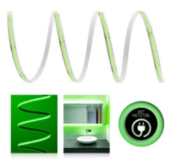 Premium 24V COB LED Streifen IP65 Grün SET Netzteil 1-7m 72W 1m