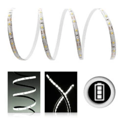 SET Comfort 12V LED Streifen Neutralweiß Batteriebetrieben, IP65, 60 LED/m 1m Batterie Box Ohne Batterien Ohne Fernbedienung