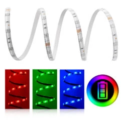 SET Comfort 12V LED Streifen RGB Batteriebetrieben Inkl. Fernbedienung, IP65, 30 LED/m 1m Batterie Box Ohne Batterien