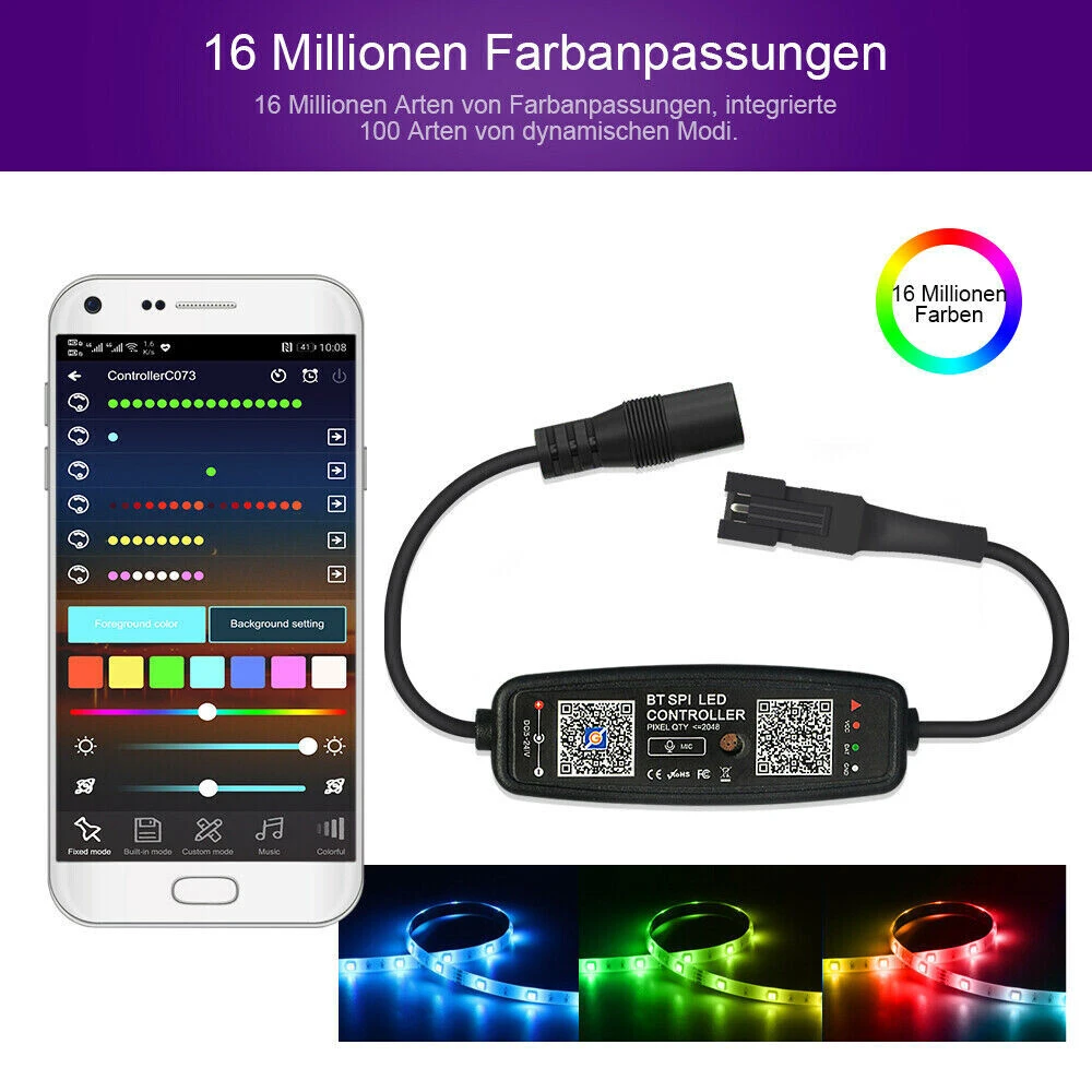 5V RGB IC LED Streifen, IP20, 30 LED/m, 30 IC/m, Weiß 0,5 M – Bild 3