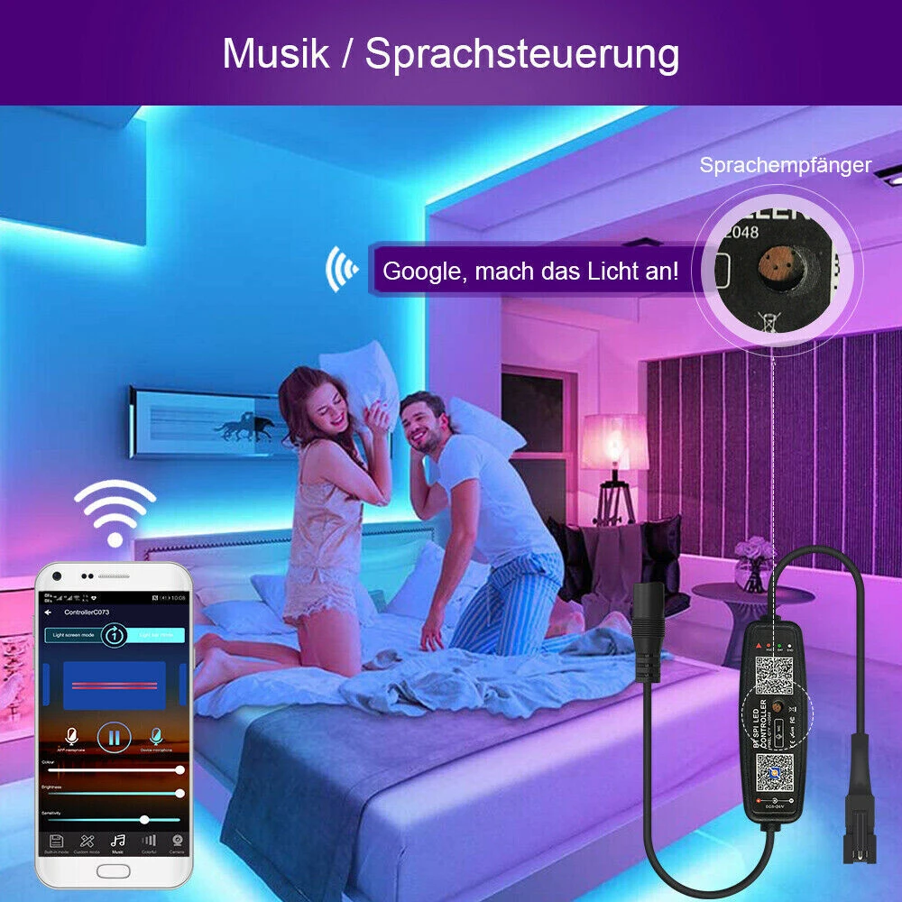 5V RGB IC LED Streifen, IP20, 30 LED/m, 30 IC/m, Weiß 0,5 M – Bild 4