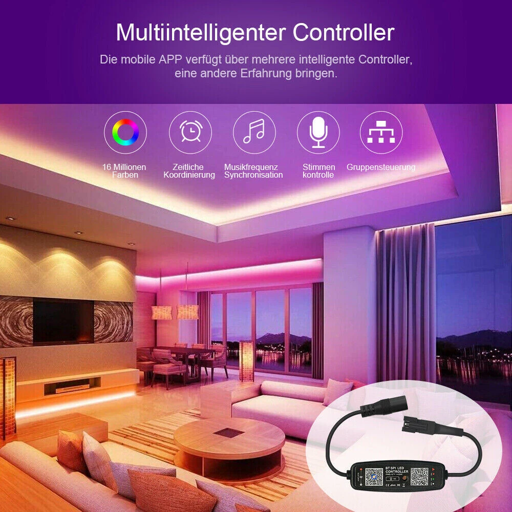 5V RGB IC LED Streifen, IP20, 30 LED/m, 30 IC/m, Weiß 0,5 M – Bild 5